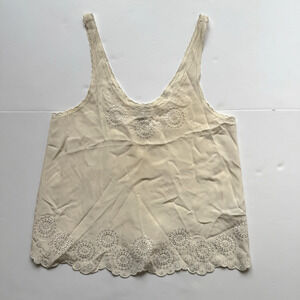 Joie Women's 100% Silk Tank Top/ Blouse Size XS Ivory Scalloped Hem Boho Preppy
